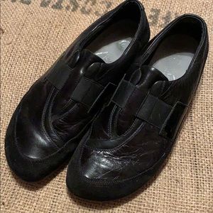 NAOT Black leather patent slip-on flat shoes 39/9